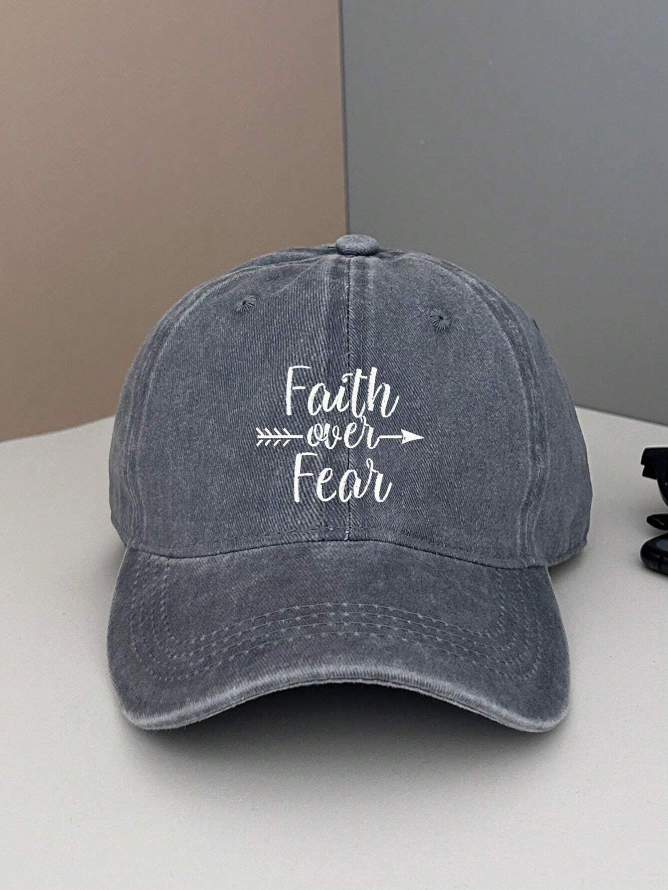 Faith over Fear Vintage Washed Baseball Cap Unisex Adjustable Sports Dad Hat