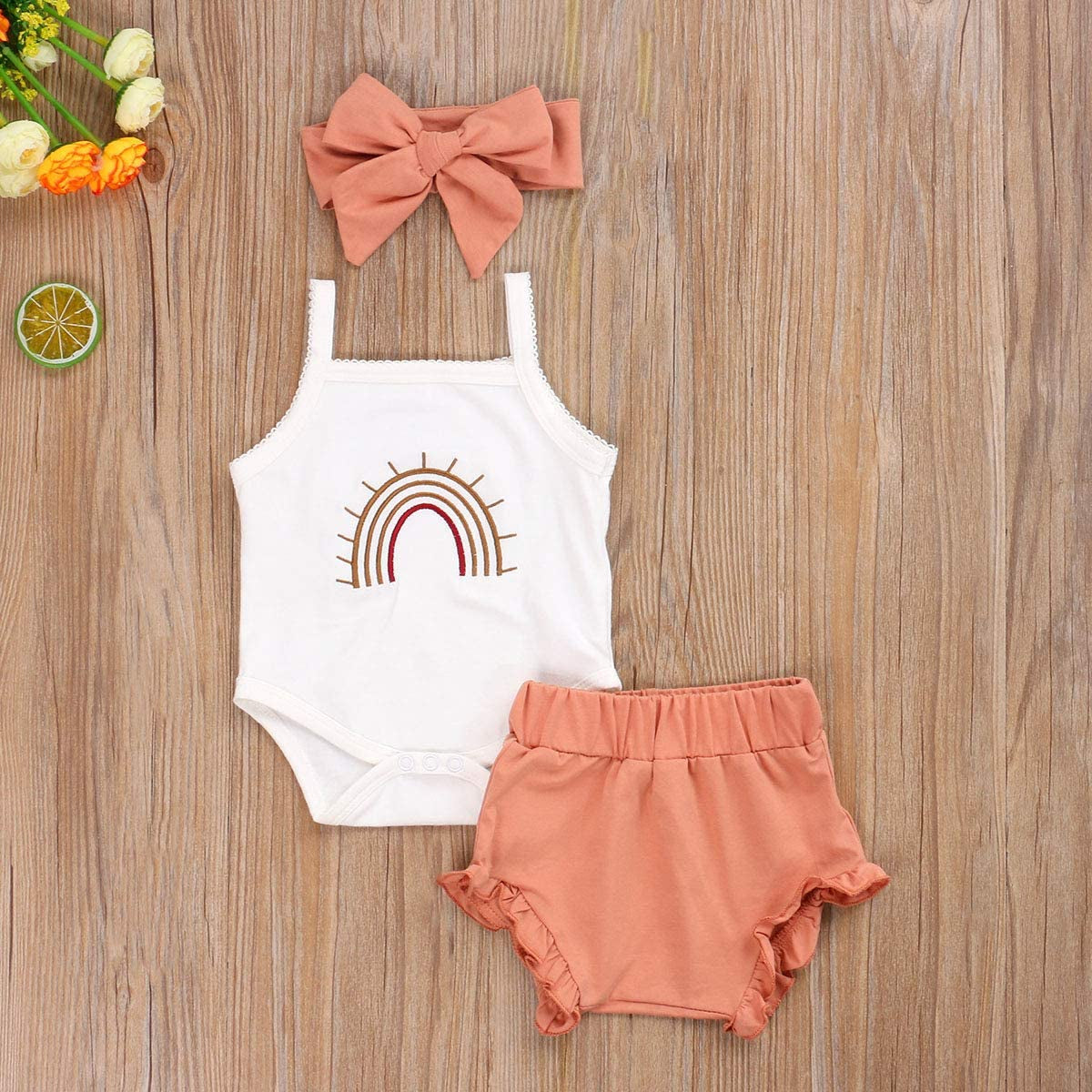 Newborn Baby Girls Boys Clothes Cotton Suit Cute Baby Kid Infant Romper Play Wear Summer Rainbow Outfits