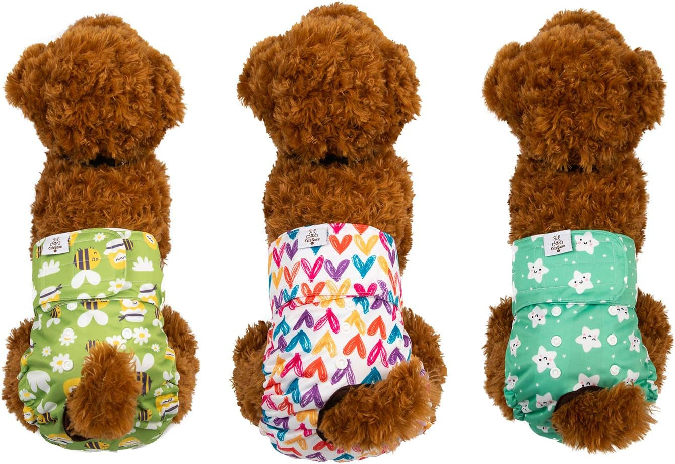 Reusable Dog Diapers Female Small Medium Large 3 Pack Washable Doggie Diapers Puppy Period Pants for Doggy Heat Cycle Peeing D29XS