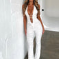 Lash Rope Lace up Slim Fit Jumpsuit See-Through