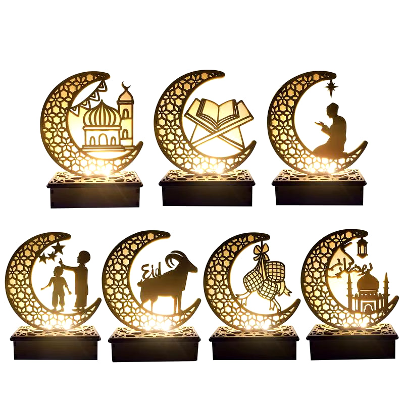 Ramadan Decoration Festival Wooden Moon Star Lights Deco Bedroom Decoration Ramadan 2023 Ramadan Party Lighting Decorative Lamps