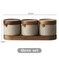 NEW Ceramic Retro Seasoning Jar Pepper Storage Bottle round Ceramic Seasoning Jar with Wooden Lid Salt Pepper Kitchen Tool