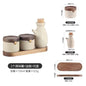 NEW Ceramic Retro Seasoning Jar Pepper Storage Bottle round Ceramic Seasoning Jar with Wooden Lid Salt Pepper Kitchen Tool