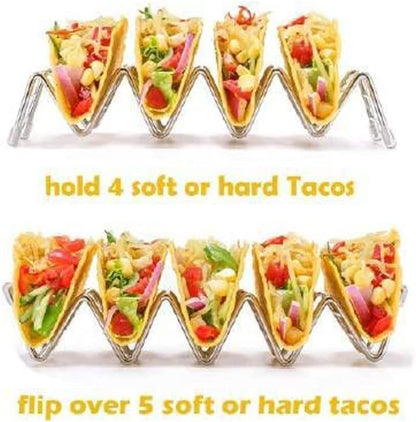 Taco Holder, Taco Rack Holders ,Good Taco Shell Holder Stand on Table , Hold 4 or 5 Hard or Soft Shell Tacos, Safe for Baking Taco Truck Tray- Set of 4