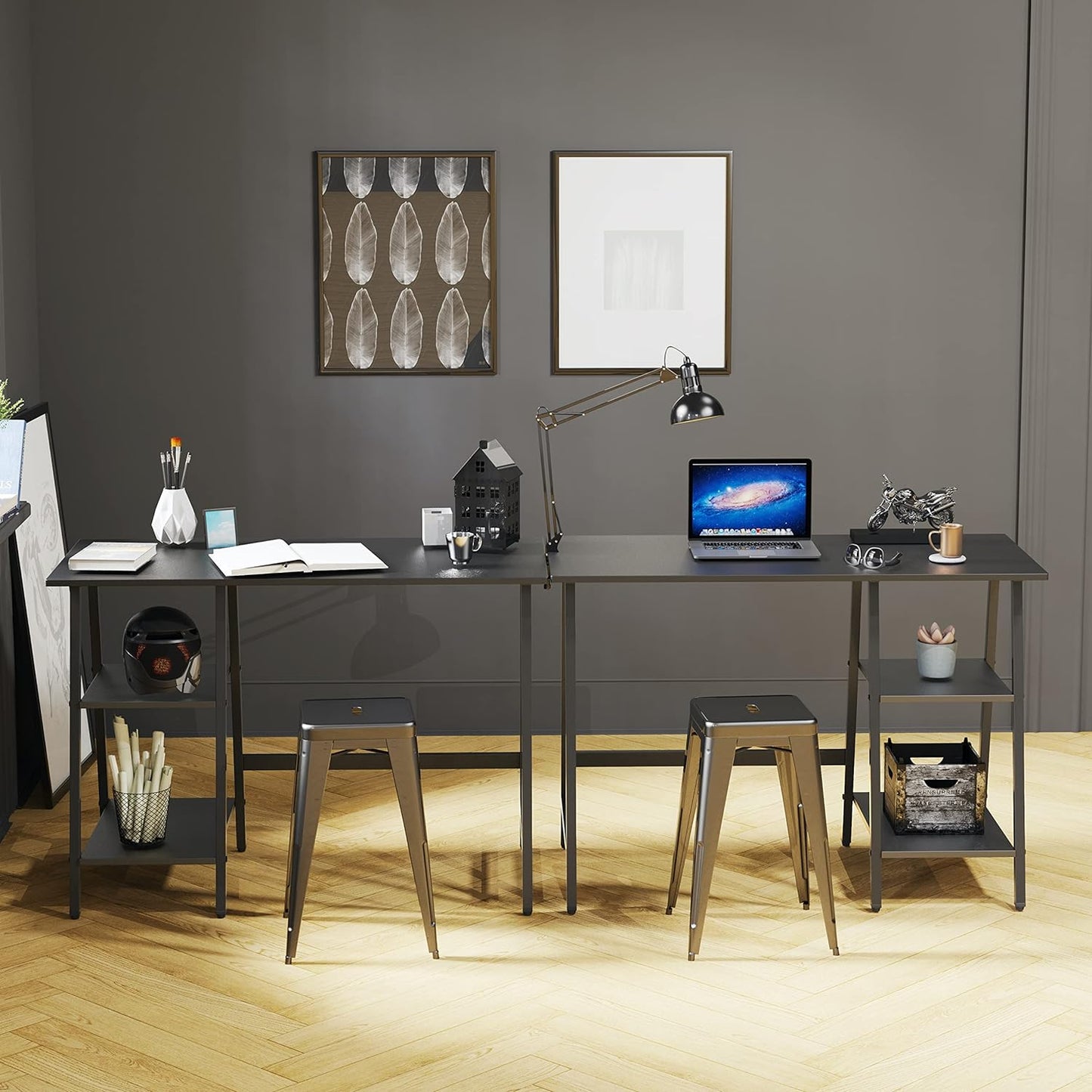 Trestle Home Office Computer Desk, Black