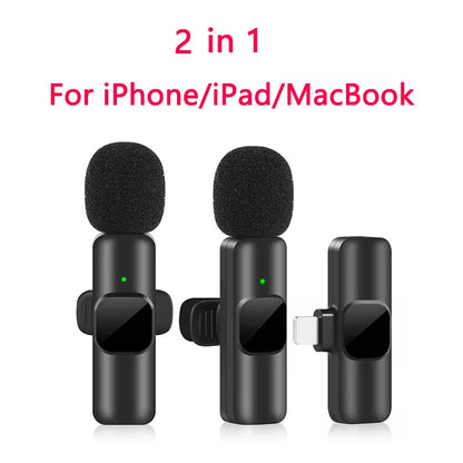 New Wireless Lavalier Microphone Portable Audio Video Recording Mini Mic for Iphone Android Live Broadcast Gaming Phone Mic