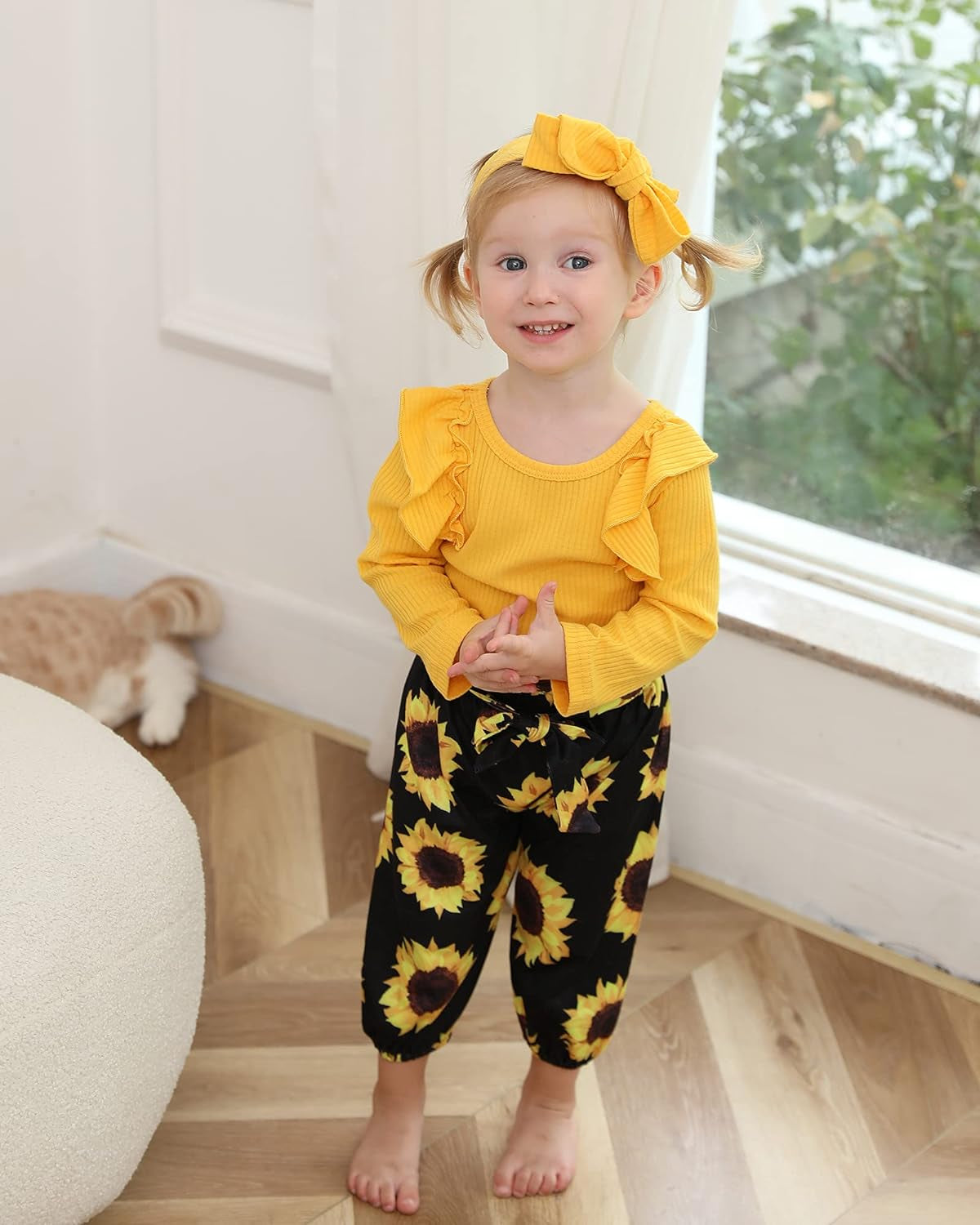 Baby Girl Clothes Toddler Clothes for Girls Winter Ruffle Tops Pants with Headband 12-18 Month Girl Clothes Outfits Cute Fall Spring Set