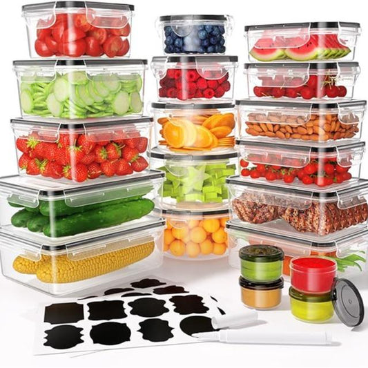 40 Pcs Food Storage Containers with Lids Airtight (20 Containers & 20 Lids), Plastic Meal Prep Container for Pantry & Kitchen Organization, Bpa-Free, Leak-Proof with Labels