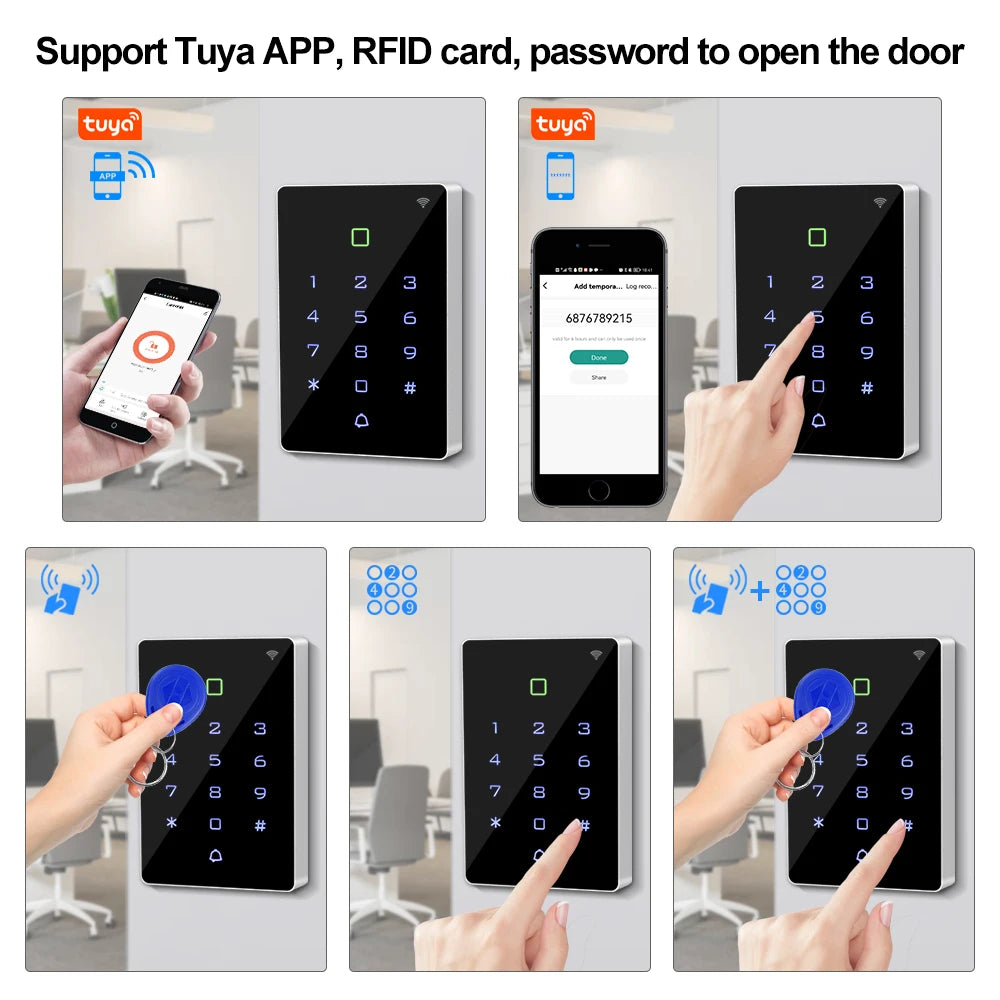 Standalone WIFI Tuya Access Control Keypad RFID 125Khz Access Controller Waterproof Door Opener for Door Entry Security System