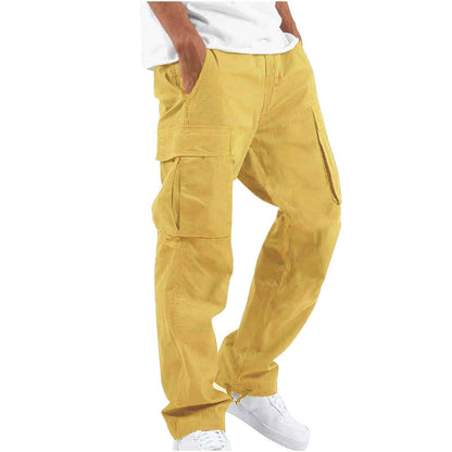 Men'S Workwear Drawstring Multi-Pocket Casual Pants