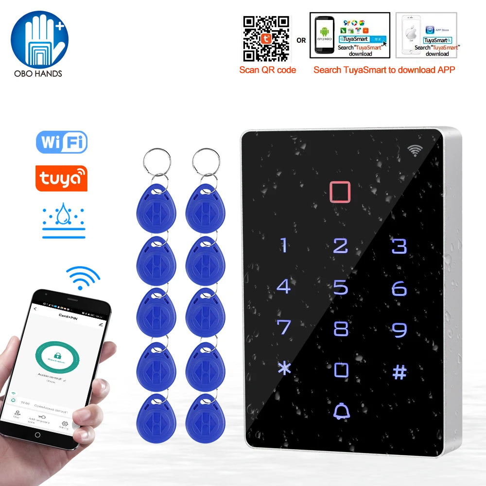 Standalone WIFI Tuya Access Control Keypad RFID 125Khz Access Controller Waterproof Door Opener for Door Entry Security System