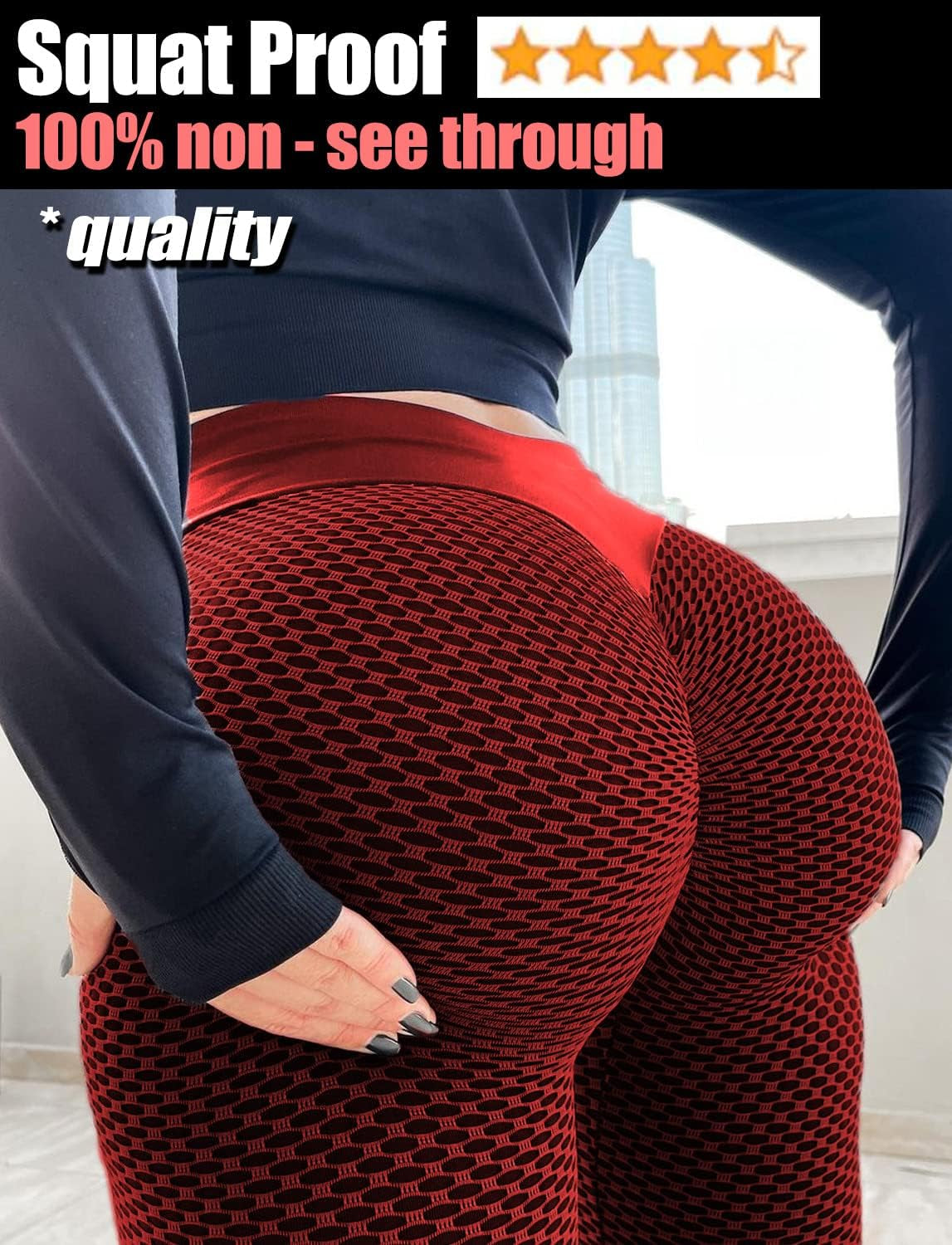 Christmas Leggings TIK Tok Leggings for Women Butt Lifting Sexy Textured Booty Tights High Waist Yoga Pants anti Cellulite Ruched Scrunch Workout Leggins Net Red Small