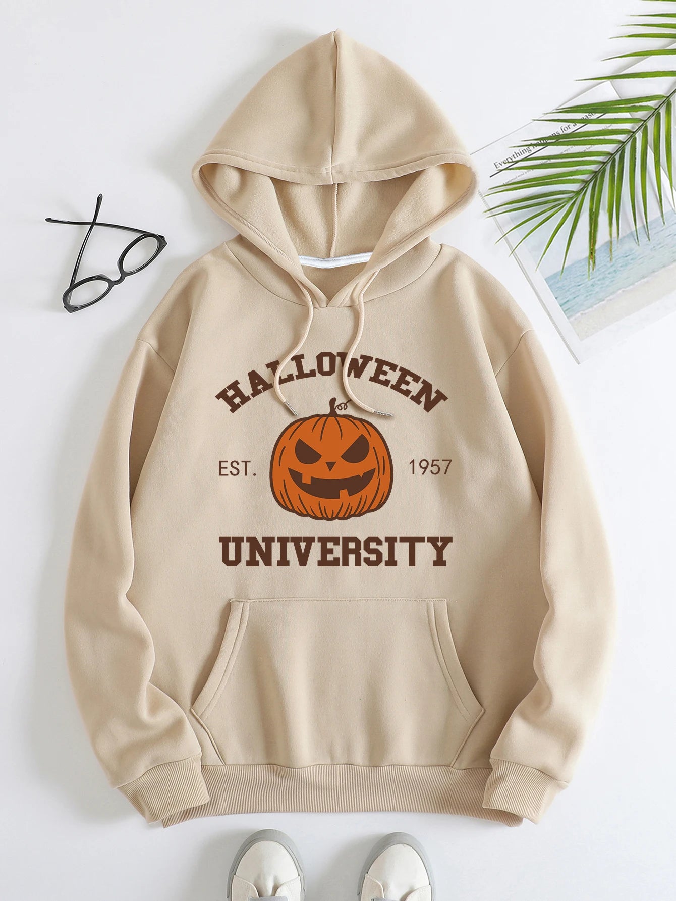 Vintage Halloween Hoodie Halloween Est 1957 Pullover Funny Halloween Town Fall Women Hoodies Pumpkin Halloween Winter Clothes