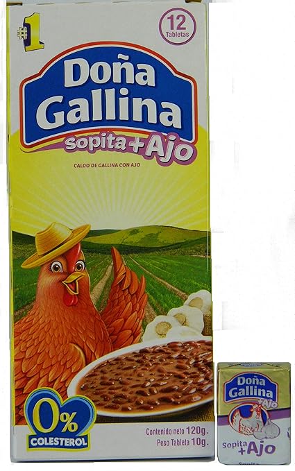 Doña Gallina Sopita Mas Ajo Caldo De Gallina Con Ajo 12 Tabletas 120g.