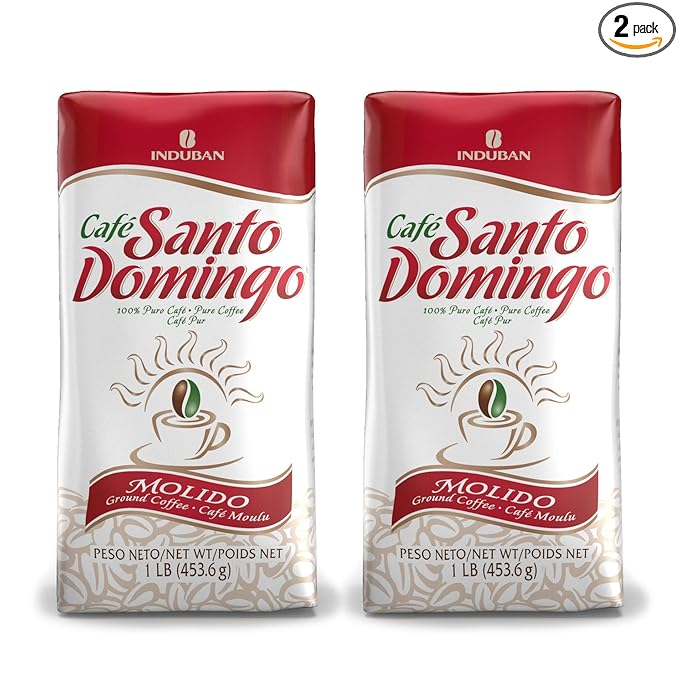 Café Santo Domingo, 16 oz Bag, Ground Coffee, Medium Roast - Product from the Dominican Republic (Pack of 2)