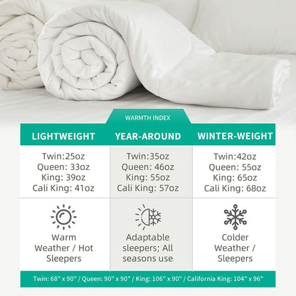 Heavyweight Feather down Comforter California King Size - Ultra-Soft Luxury High Fill-Power Hotel-Style Thicker Winter Duvet Insert for Colder Weather/Sleeper (104X96, White)