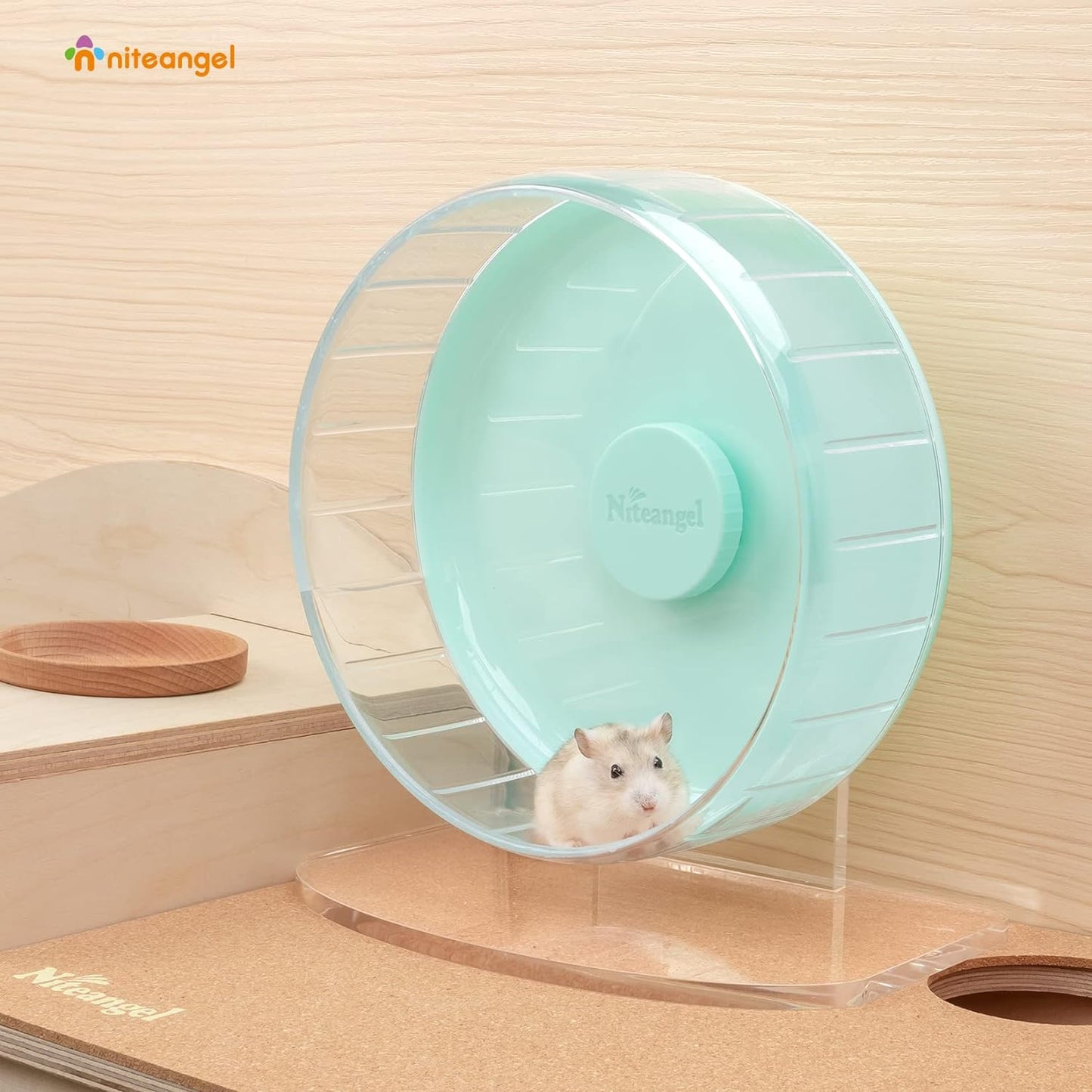 Super-Silent Hamster Exercise Wheels: - Quiet Spinner Hamster Running Wheels with Adjustable Stand for Hamsters Gerbils Mice or Other Small Animals (S, Mint Green)