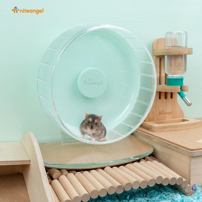 Super-Silent Hamster Exercise Wheels: - Quiet Spinner Hamster Running Wheels with Adjustable Stand for Hamsters Gerbils Mice or Other Small Animals (S, Mint Green)