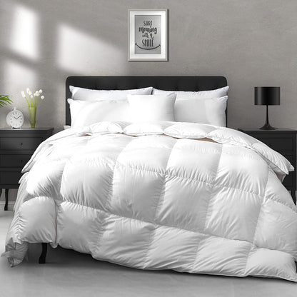 Heavyweight Feather down Comforter California King Size - Ultra-Soft Luxury High Fill-Power Hotel-Style Thicker Winter Duvet Insert for Colder Weather/Sleeper (104X96, White)