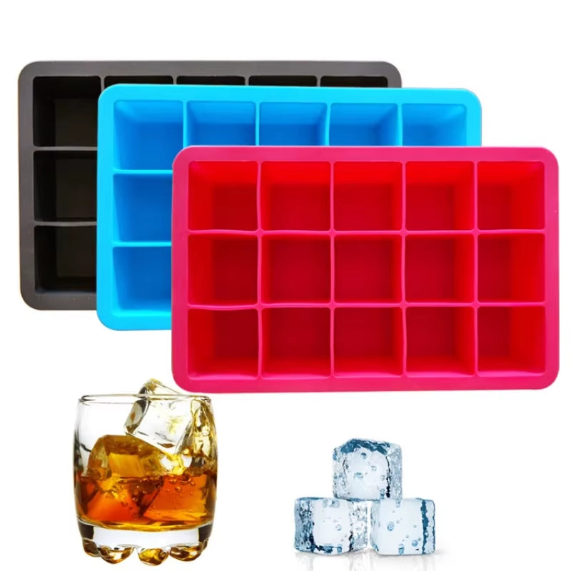 15 Grids Silicone Ice Cube Mold Ice Tray Mold Ice Cube Maker Mould Non-Toxic Durable Bar Pub Wine Ice Blocks Ice Cream Maker