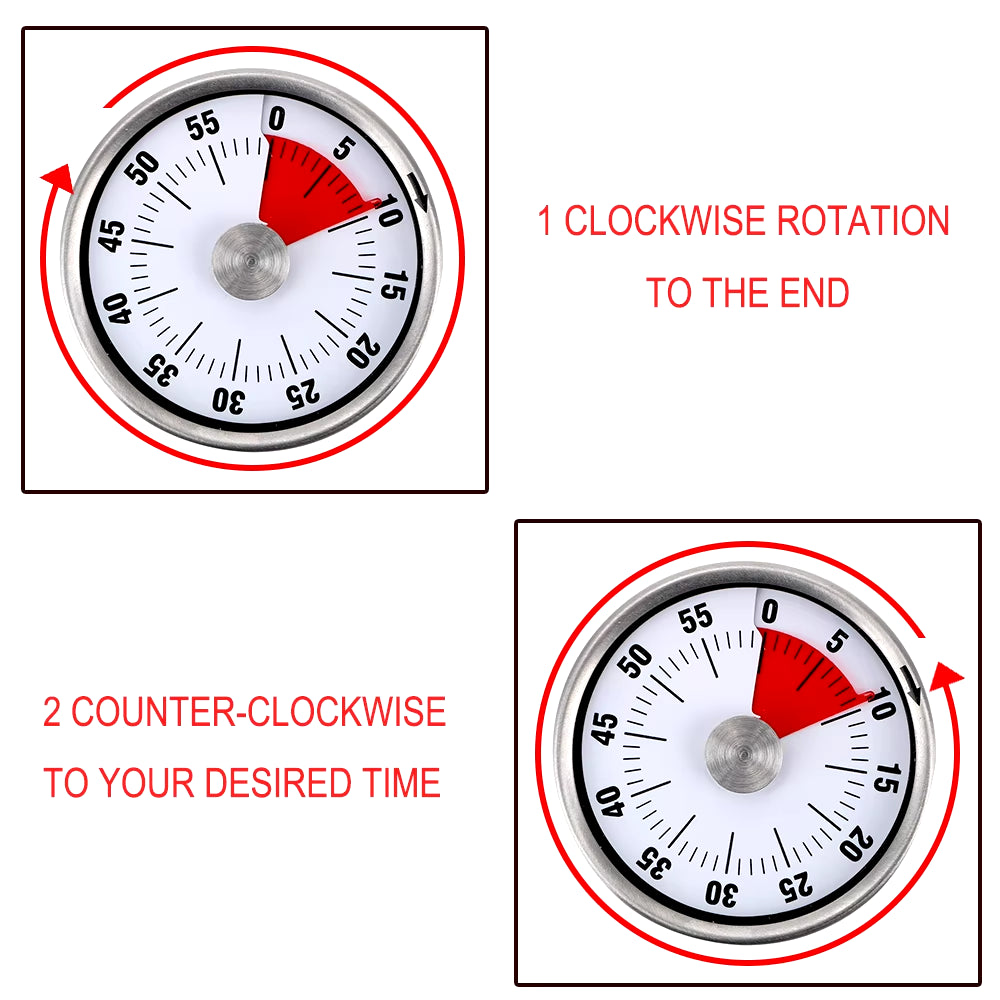 Kitchen Timer Time Reminder 60 Minutes Magnet round Shape Kitchen Tools Countdown Alarm Reminder Mechanical Cooking Timer