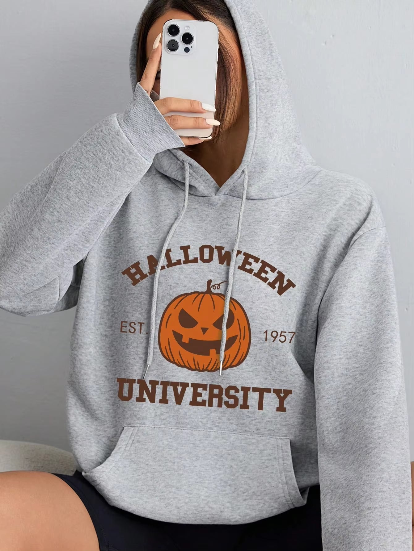 Vintage Halloween Hoodie Halloween Est 1957 Pullover Funny Halloween Town Fall Women Hoodies Pumpkin Halloween Winter Clothes