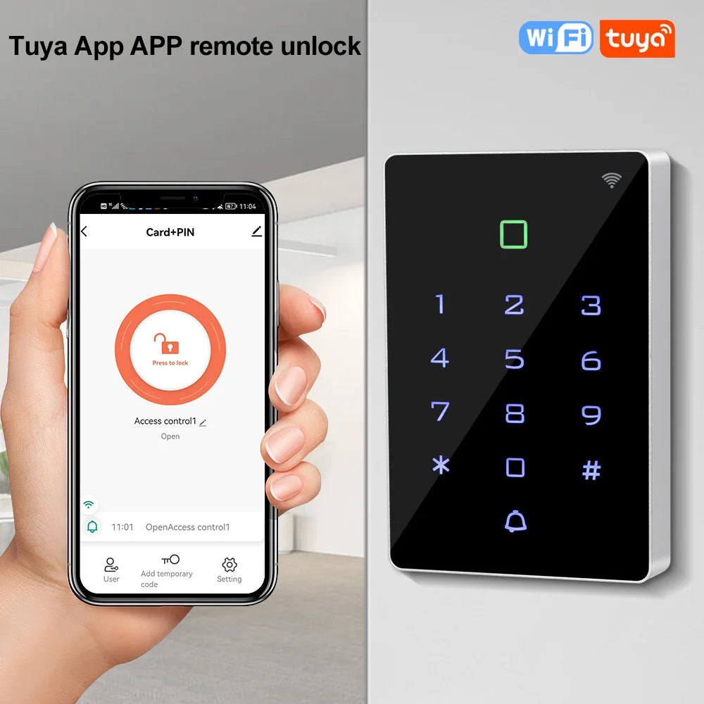 Standalone WIFI Tuya Access Control Keypad RFID 125Khz Access Controller Waterproof Door Opener for Door Entry Security System