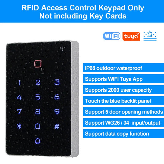 Standalone WIFI Tuya Access Control Keypad RFID 125Khz Access Controller Waterproof Door Opener for Door Entry Security System