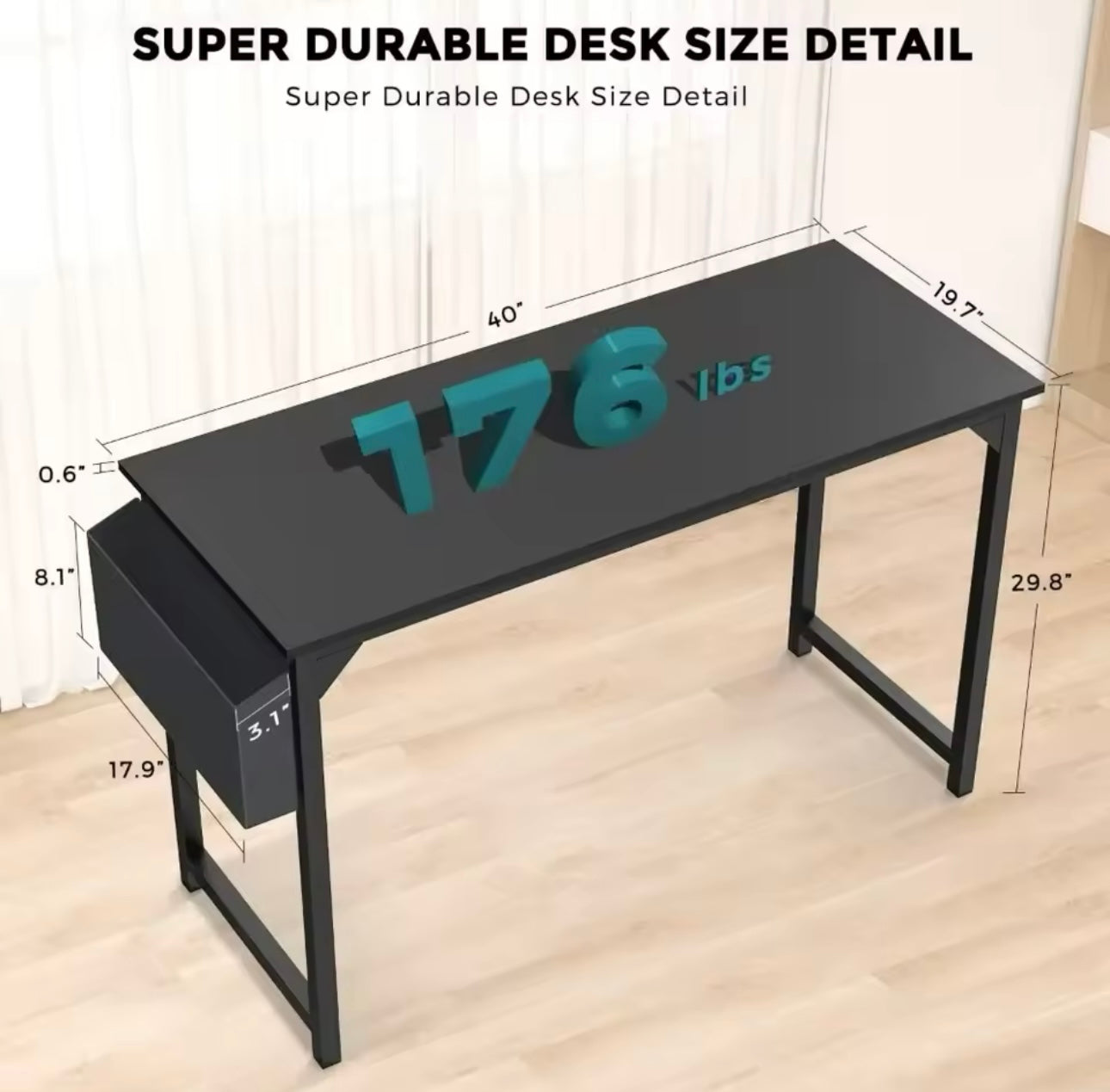 40 Inch Office Small Computer Desk Modern Simple Style k Table for Home Bedroom - Black