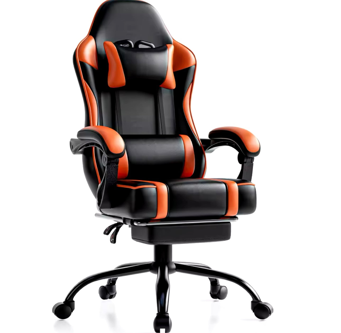 Gaming Chair with Footrest Leather Office Desk Chair