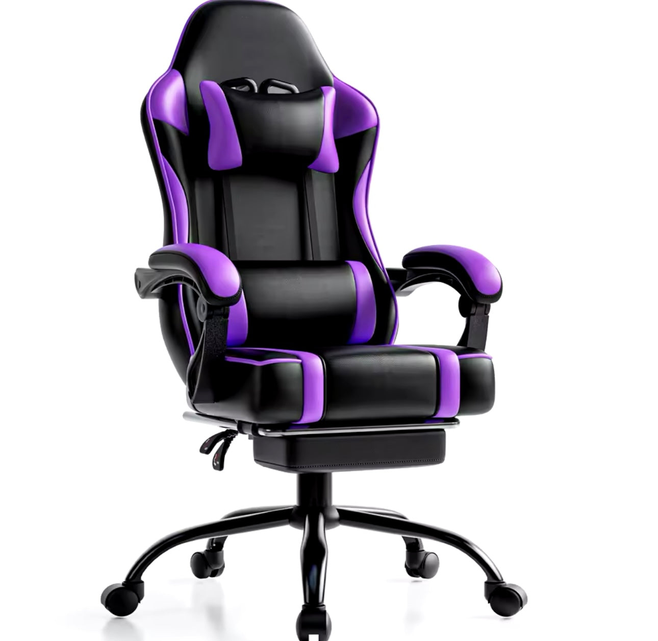 Gaming Chair with Footrest Leather Office Desk Chair