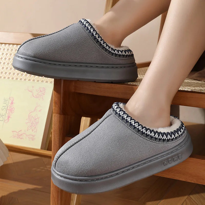 New Fluffy Slippers Women House Flats Fashion Plush Winter Designer Shoes Ladies