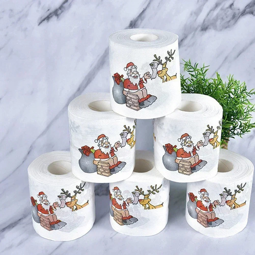 Christmas Toilet Paper Christmas Pattern Series Roll Santa Claus Merry Christmas Paper Prints Funny Toilet Paper Xmas Decor