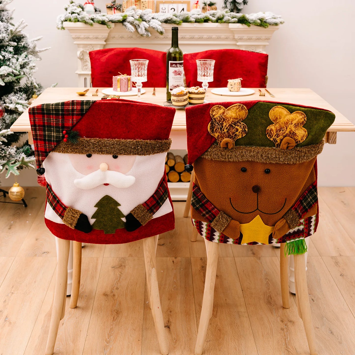 Christmas Decorative Chair Set, Stool Set, New Toy Chair Cover, European and American Decorative Ornaments,