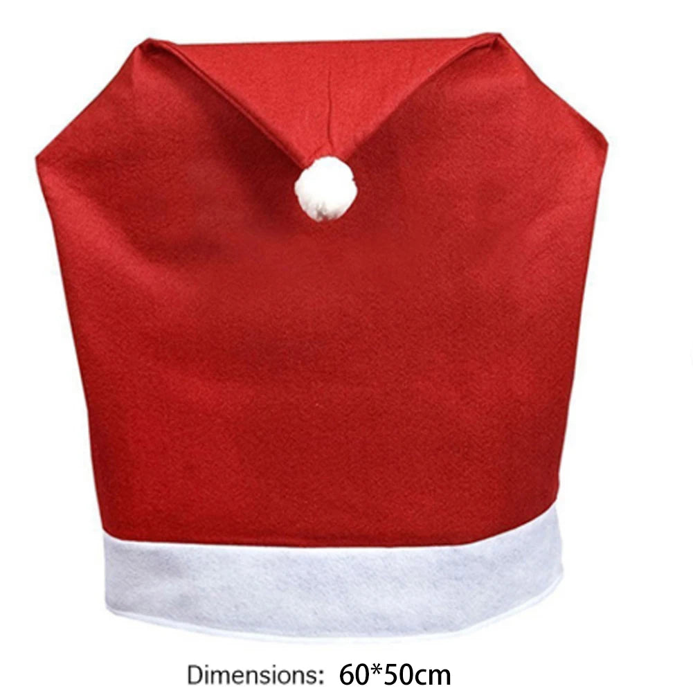 Christmas Chair Cover Red Non-woven Chair Cover Christmas Table Decoration Dining Chair Cover Christmas Party Party Supplies