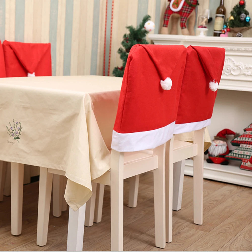 Christmas Chair Cover Red Non-woven Chair Cover Christmas Table Decoration Dining Chair Cover Christmas Party Party Supplies