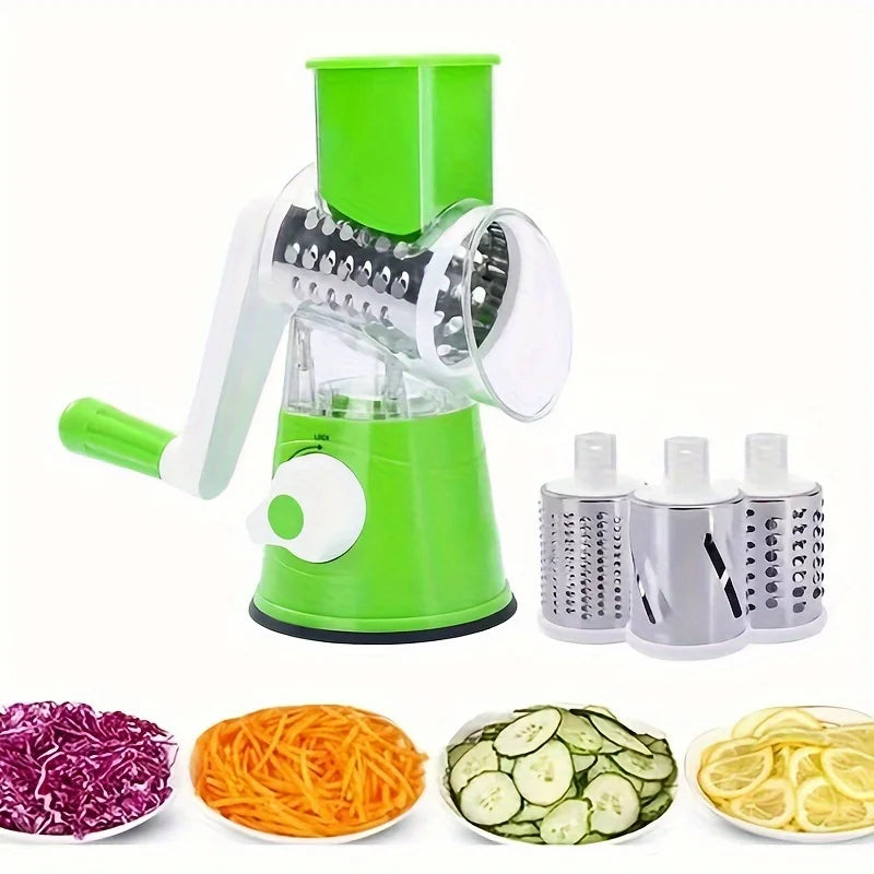 Stainless Steel Vegetable Chopper & Slicer - Manual Food Processor With Container For Onions, Potatoes, Nuts - Kitchen Gadget