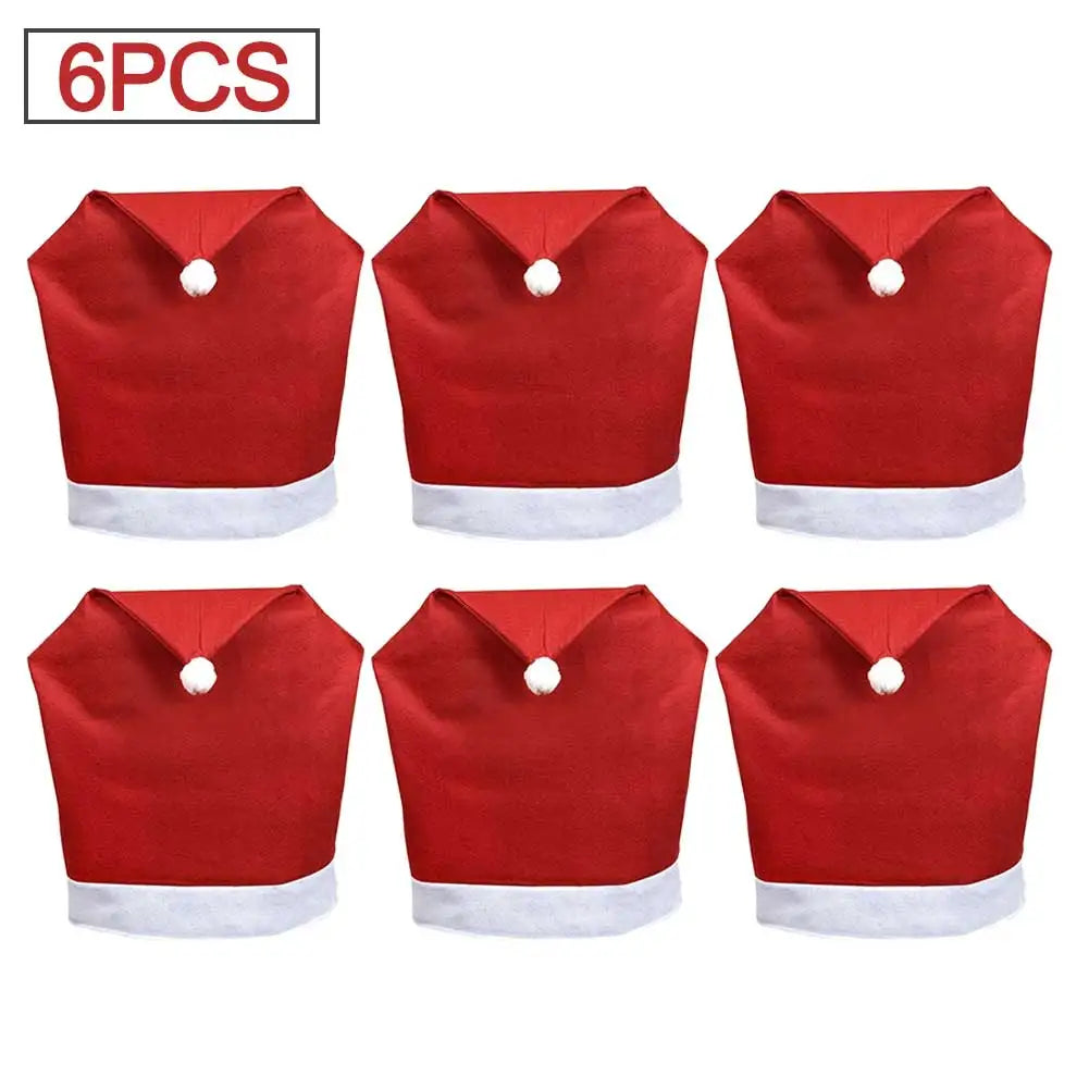 Christmas Chair Cover Red Non-woven Chair Cover Christmas Table Decoration Dining Chair Cover Christmas Party Party Supplies