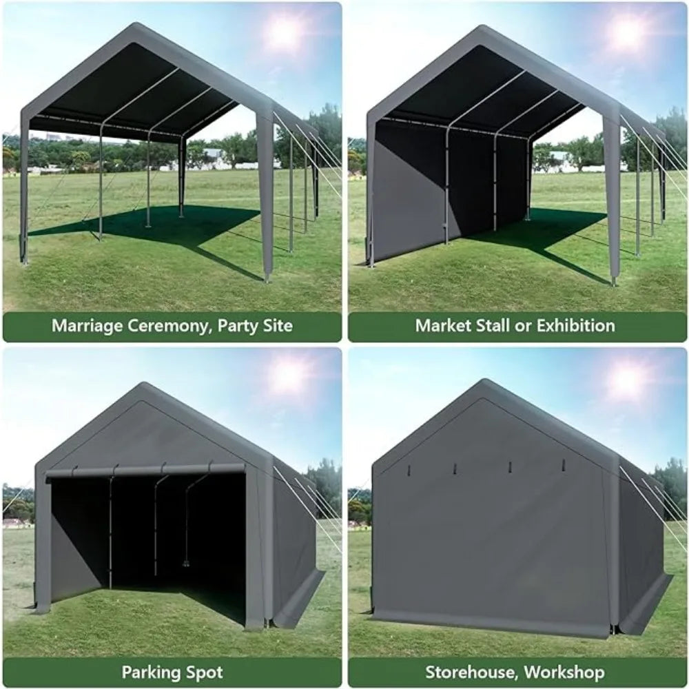 Outdoor Carport 10x20ft Heavy Duty Canopy Storage Shed,Portable Garage Party Tent,Portable Garage