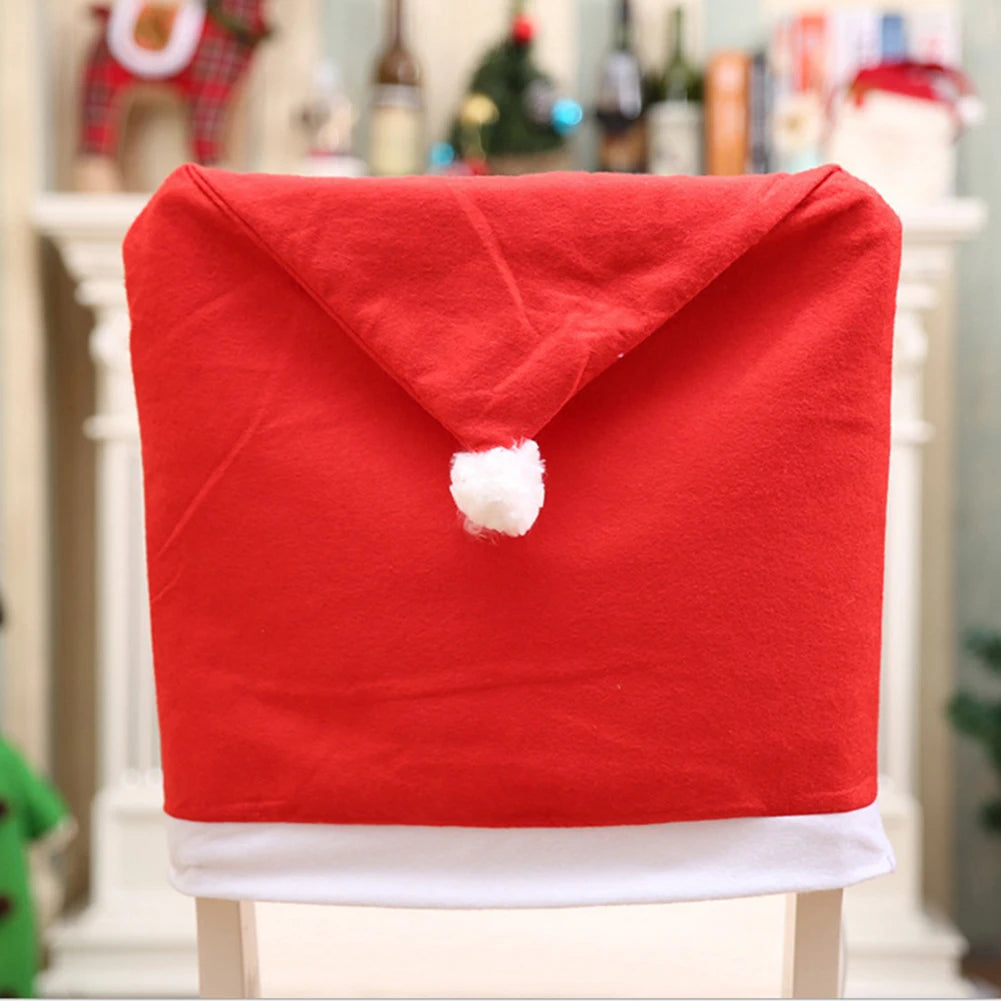 Christmas Chair Cover Red Non-woven Chair Cover Christmas Table Decoration Dining Chair Cover Christmas Party Party Supplies