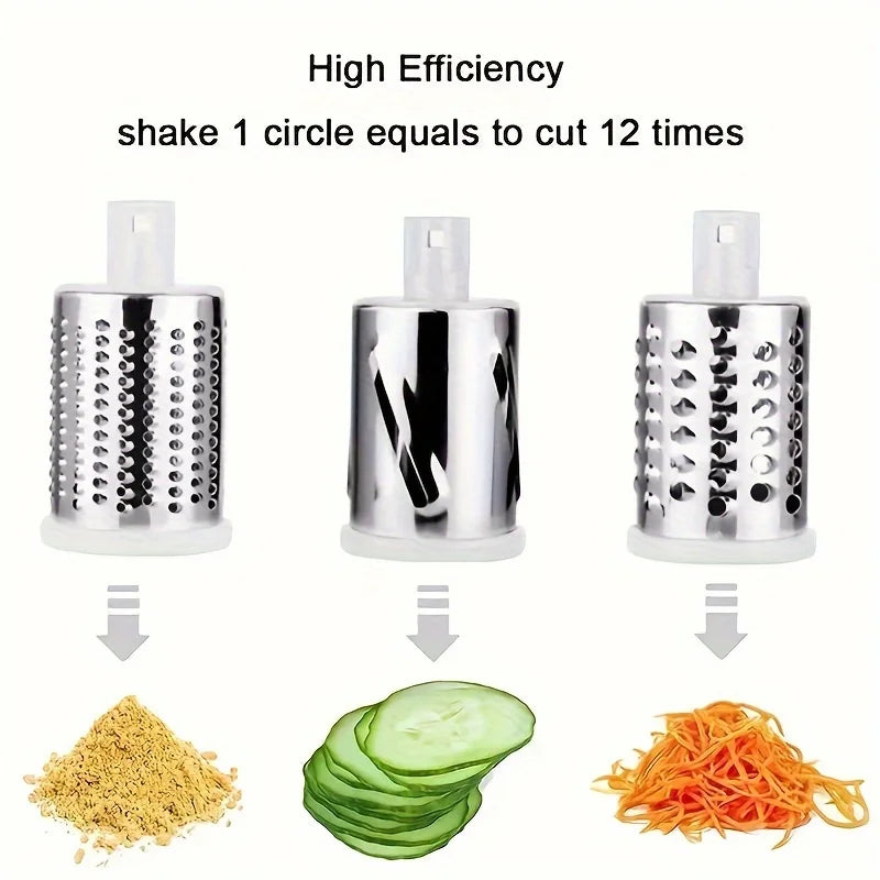 Stainless Steel Vegetable Chopper & Slicer - Manual Food Processor With Container For Onions, Potatoes, Nuts - Kitchen Gadget