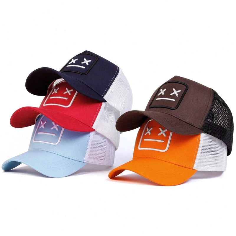 Unisex XX Crying Face Embroidery Baseball Net Caps Hip Hop Cap Spring Summer Outdoor Adjustable Casual Hats Sunscreen Hat