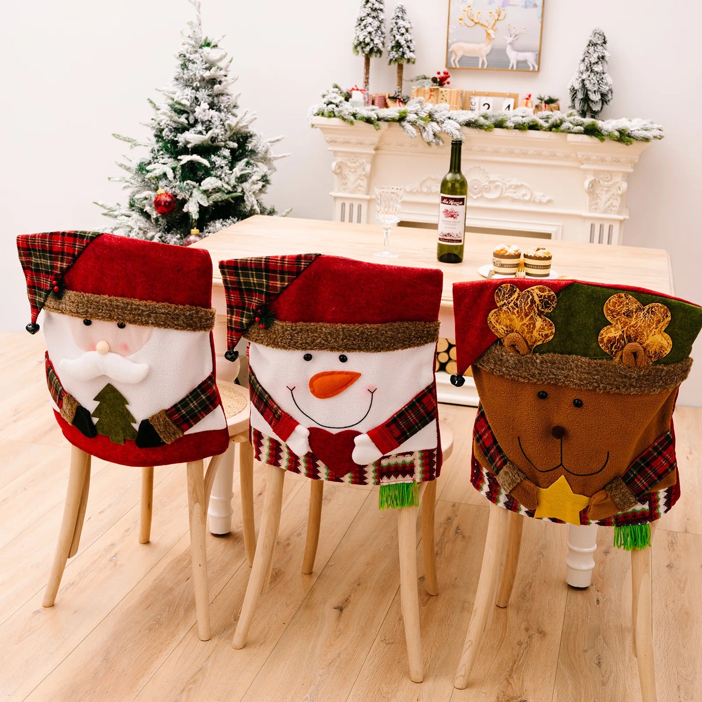 Christmas Decorative Chair Set, Stool Set, New Toy Chair Cover, European and American Decorative Ornaments,