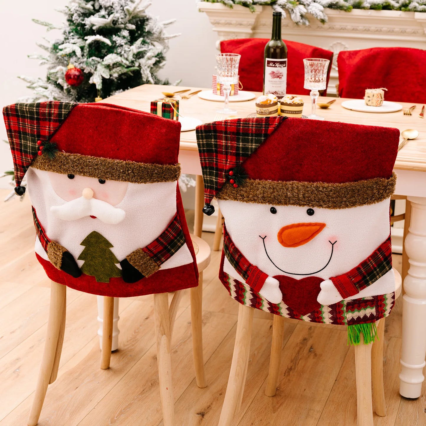 Christmas Decorative Chair Set, Stool Set, New Toy Chair Cover, European and American Decorative Ornaments,