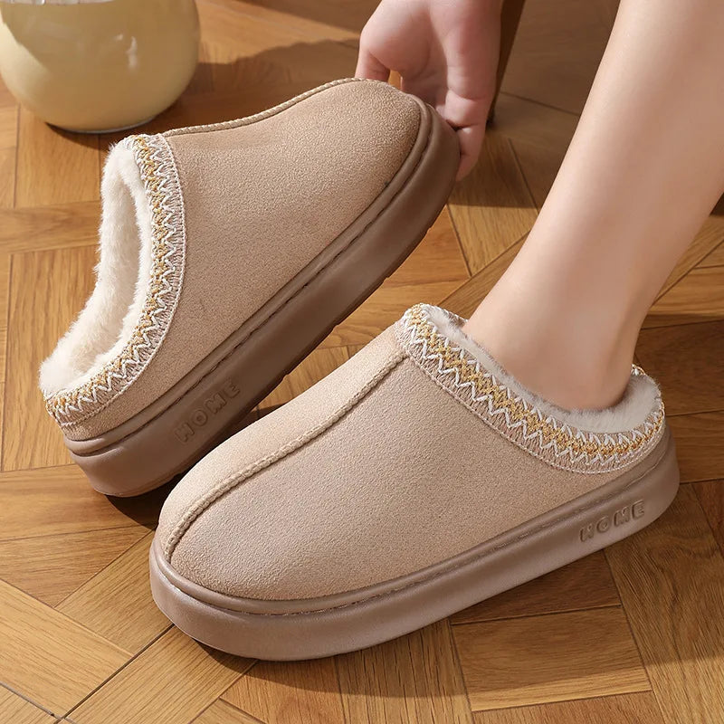 New Fluffy Slippers Women House Flats Fashion Plush Winter Designer Shoes Ladies