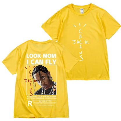 Kanye West Fashion Hip Hop Men Tshirt Tour Short Sleeve CACTUS JACK Print Basic Couple Loose Short Sleeve T-Shirt Cotton Clothes