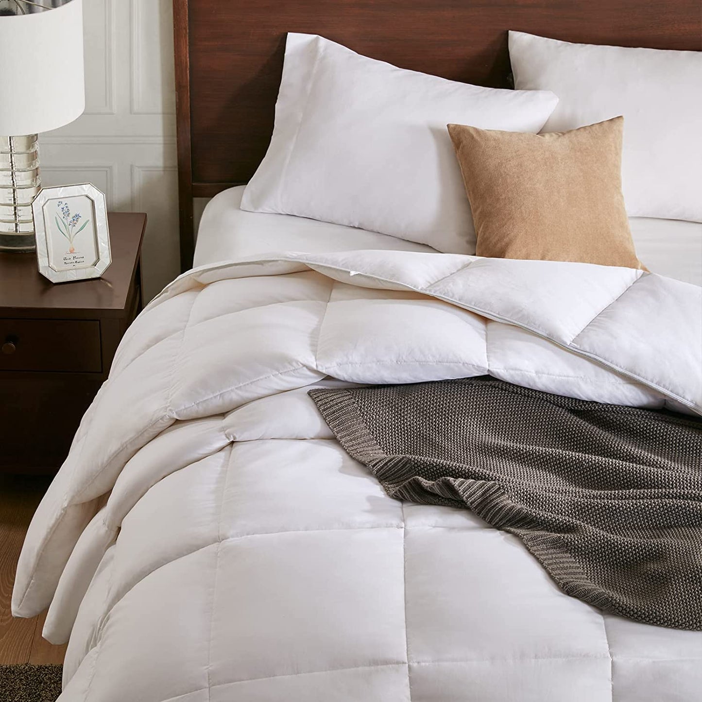 Heavyweight Feather down Comforter California King Size - Ultra-Soft Luxury High Fill-Power Hotel-Style Thicker Winter Duvet Insert for Colder Weather/Sleeper (104X96, White)