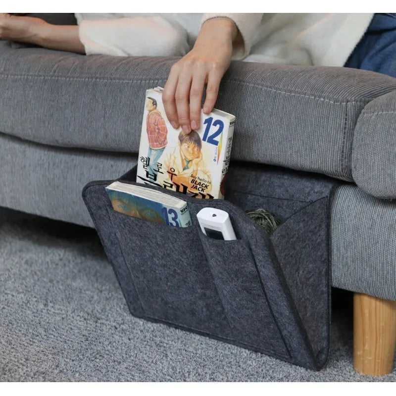 Storage Hang Bag Felt Dormitory Bed Sofa Bedroom Carpet Store Content for CD Magazines, Stationery Pad Mobile Phones Sundries