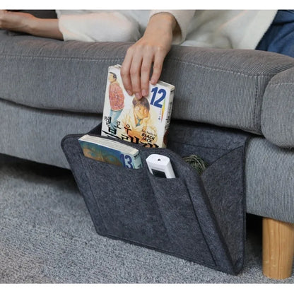 Storage Hang Bag Felt Dormitory Bed Sofa Bedroom Carpet Store Content for CD Magazines, Stationery Pad Mobile Phones Sundries