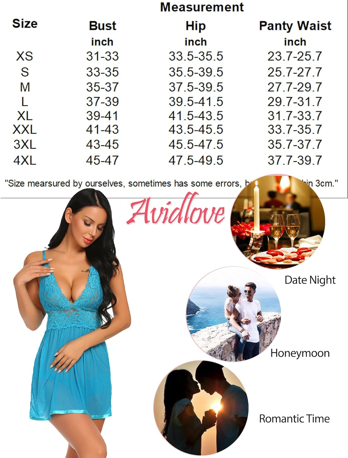 Women Lingerie Lace Babydoll Strap Chemise Halter Teddy V Neck Mesh Nightgown